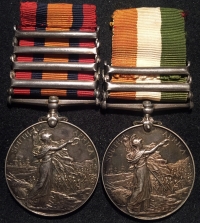 An Important & Very Rare (IRISH) QUEEN’s (Four Clasp) & KING’s  SOUTH AFRICA MEDAL, Pair. To: Captain-Major G.H.P. COLLEY. ”3rd Bn ROYAL IRISH REGIMENT” (Wexford Militia) &  RESIDENT Co. MAYO MAGISTRATE.
