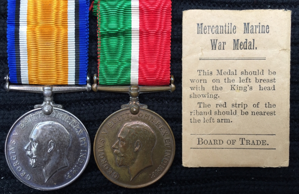 A VERY DESIRABLE (TRINITY HOUSE) "CHIEF PILOT MASTER"  
MERCANTILE MARINE & WAR MEDAL PAIR. To: JOHN SPINK (Pilot Master). With Superb Photograph, Original Registered Envelopes, Medal Packets etc. 