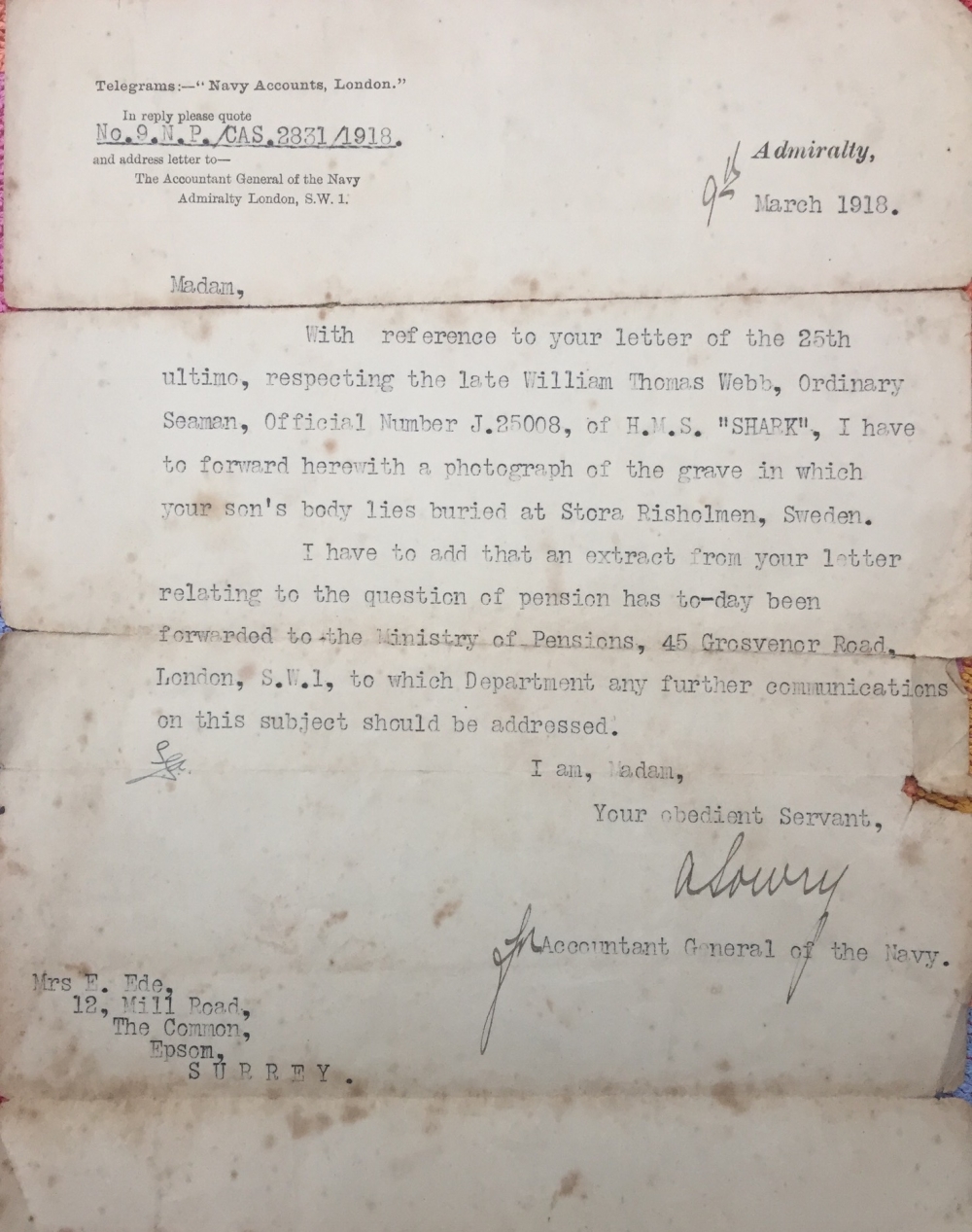 A RARE & UNIQUELY COMPLETE, BATTLE OF JUTLAND  "VICTORIA CROSS ACTION" CASUALTY 1914-15 STAR TRIO, PLAQUE, SCROLL & PAPERS. J.25008. Ord Smn W.T. WEBB. R.N. HMS SHARK. K.I.A. JUTLAND