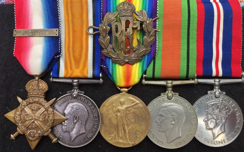 An Outstandingly Documented "CONTEMPTIBLE LITTLE FLYING CORPS" 1914 Star & Bar (R.F.C.) Trio, WW2 Defence & War Medals. 1248. AM2/Cpl R. A. QUESTED. R.F.C. Soldiers