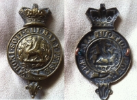 Victorian Brass Helmet Badge (1st Monmouth Regt)