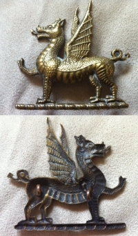 VICTORIAN BRASS PACK BADGE (1st Monmouthshire Regt )