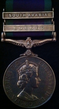 GENERAL SERVICE MEDAL 1962-2007
SOUTH ARABIA & BORNEO 
To: 4260549 ACT CPL  B.R. ARNOLD  R.A.F.
