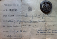 1914-15 TRIO & DEFENCE MEDAL WWII ( Wounded Badges for WW1 & WW2 )  MACHINE GUN CORPS. To:3607. Sgt HENRY THOMAS LAWSON.