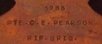 AN HISTORIC & IMPORTANT 1914-15 TRIO & PLAQUE.To:3265. Pte. C.E.PEARSON. 4th & 9th RIFLE BRIGADE.Severely Wounded in the Attack on DELVILLE WOOD on 24th AUG 1916. Died on 25th (Severe Gunshot Wound to Right Forehead.)