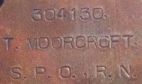 An Interesting 1914-15 Trio to: SENIOR PETTY OFFICER STOKER, 304130. THOMAS MOORCROFT.  ROYAL NAVY. Who was Lost in Action on 10th June 1915  in H.M.T.B 12 (ex-HMS MOTH). Sunk by a German Submarine.