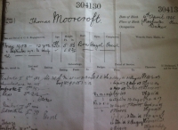 An Interesting 1914-15 Trio to: SENIOR PETTY OFFICER STOKER, 304130. THOMAS MOORCROFT.  ROYAL NAVY. Who was Lost in Action on 10th June 1915  in H.M.T.B 12 (ex-HMS MOTH). Sunk by a German Submarine.