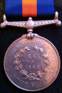 NEW ZEALAND MEDAL. 1863 to 1866 . To: 190. JAs TURNER. 43rd Lt INFTRy. (Ox & Bucks Light Infantry ) 
