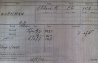 An early 1914 Star & Bar Trio, Casualty  To:7119. Pte A.E. WORKMAN,1st GLOUCESTERS. DIED OF WOUNDS 4th December 1914. Buried in Minchinhampton Churchyard. (With Uniformed photo) 