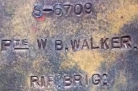 A TRAGIC 1914-15 Star & Plaque Trio. To: S/6709. Pte (Rifleman) W.B. WALKER. 4th Bn RIFLE BRIGADE. Entered France 1st May 1915. Killed-in-Action 7 Days later on 8th May 1915.Lost without trace. Named on Menin Gate. 