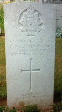 A VERY RARE & EMOTIVE "LONSDALE PALS"  CASUALTY "MILITARY CROSS & PAIR" To: 2/Lt STUART WYCLIFFE GOODWIN. 11th BORDER REGT. KILLED-IN-ACTION 31/3/1918 (Age 19) "Magnificent Hand to Hand Combat Citation"