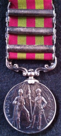 INDIAN GENERAL SERVICE MEDAL (TIRAH 1897-98) (SAMANA 1897) (PUNJAB FRONTIER 1897-98) To: 3124. Bernard Curran, No.9 Mountain Battery (Rawalpindi) Royal Artillery. An Irish Man from Co.Down,(Strangford)
