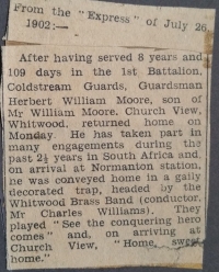 AN EXCEPTIONAL Q.S.A. / K.S.A. PAIR With Six Clasps. To: 9773. Pte H.W. MOORE. COLDSTREAM GUARDS. With service papers (1894) & two "Original Velum" Discharge papers.(1906) A Yorkshire Coal Miner from Normanton.