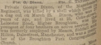 A GREAT WAR 1914-15 TRIO, PLAQUE & SCROLL TO A GREATLY UNDER AGE SOLDIER. 18172. Pte. GEORGE DIXON. 20th Bn MANCHESTER REGt. DEAD AT AGE 16. KILLED-IN-ACTION 25th MARCH 1917.
