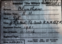 AN EXCITING 1st JULY 1916 "FIRST DAY OF THE SOMME" Military Medal & 1914-1915 Trio. To: 1921 Sgt E. H. Blanthorn.1/1st South Midland Field Ambulance, R.A.M.C. (Seriously wounded 2nd July losing his right eye due to a shell burst.) 
