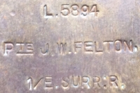 A PLEASING FOUR CLASP Q.S.A. & 1914 Star & Bar Trio. To: 5894. Pte J.W. FELTON 2nd & 1st East Surrey Rgt.(Fought with Cpl A.E.Curtis V.C. during the action to rescue Colonel Harris) A Naughty Boy  in a LOT of Trouble with the Army !! 
