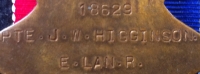 A GREATLY DESIRABLE "1st Day, Battle of The Somme" (Beamont Hamel) 1st July 1916 Casualty.1914-15 Trio & Plaque.To:18629.Pte JOHN WILLIAM HIGGINSON. 1st Bn EAST LANCASHIRE REGT. From Clayton-le-Moors.
