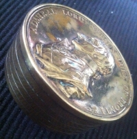 A RARE & ORIGINAL EARLY 19th Century "HORATIO NELSON" COMMEMORATIVE  BRASS SNUFF, TOBACCO OR TRINKET BOX.
Made c,1805 in London to commemorate the death of Nelson & his victory at Trafalgar 