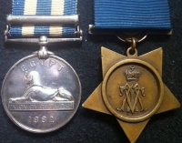 AN EGYPT MEDAL (1882) (Tel-El-Kiber) & KHEDIVES STAR (1882) PAIR. To: 12517. Gunner James Bartram. 2/Bde. Royal Artillery.
Joined 1876, Deserted Twice 1877 & 1878. Imprisoned 9 months.