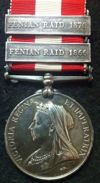 An Important 2 Clasp CANADA G.S.M. “FENIAN RAIDS 1866 & 1870” Pte. W. KINGSBURY. 51st HEMMINGFORD RANGERS.(Fought with  Union Army (5th New Jersey Infantry) in American Civil War) With 1864 Civil War Ammunition Pouch.