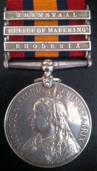 AN EXCESSIVELY RARE QUEEN'S SOUTH AFRICA MEDAL: 
To: 92 TPR. J. FLEMING. RHODESIA REGIMENT. 
TRANSVAAL - RELIEF OF MEFEKING - RHODESIA 