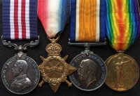 A Very Late & Excellent "Attack on Moislains" Military Medal, & 1914-15 Trio. To: 345938 Cpl W.J. BONE. 16/DEVON Regt. Previously: 13910. Pte. W.J. BONE. 10th HAMPSHIRE Regt. (FROM WINCHESTER) 