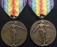 BELGIAN ALLIED VICTORY MEDALS (2) WITH ORIGINAL RIBBONS 