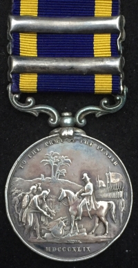 A SCARCE TWO CLASP PUNJAB MEDAL (MOOLTAN & GOOJERAT) To: H. MORLEY. 32nd Foot  ((The Cornwalls)