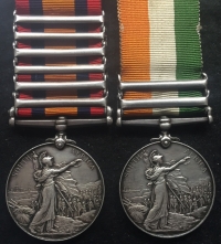 An Attractive & Important Six clasp QSA & KSA Pair 
To: 3943. Pte C. BABER.  2nd Bn EAST SURREY Regt. 
From Notting Hill, London. Present at a VICTORIA CROSS ACTION. 
