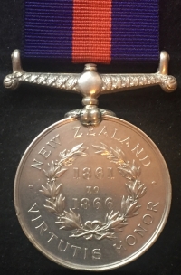 NEW ZEALAND MEDAL (1861-1866) To: 1385 Wm BROMLEY. 2nd Bn 14th REGt  (BUCKINGHAMSHIRE REGt) (With copy medal roll) 