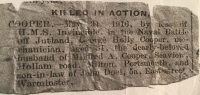 An Outstanding  "BATTLE of JUTLAND" H.M.S. INVINCIBLE CASUALTY. AFRICA G.S. (SOMALILAND 1908-10) & N.G.S. (PERSIAN GULF 1909-14) & 1914-15 Trio: 300648. G.H. COOPER) KILLED-IN-ACTION. 31.5.1916) 