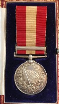 A MAGNIFICENT & VERY RARE (BRITISH ARMY)  "CANADA GENERAL SERVICE MEDAL" (FENIAN RAID 1866) To: 1185. Cpl C. ALLEN. 4/60 K.R.R. (Kings Royal Rifles) MINT STATE, WITH ORIGINAL CASE & RIBBON 