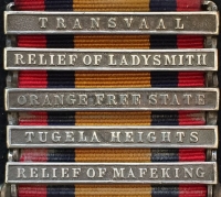AN EXCESSIVELY RARE "DOUBLE RELIEF" Q.S.A.
 "RELIEF OF MAFEKING" & "RELIEF OF LADYSMITH" 
 3237 Pte.D.McFarlane,2/Royal Scots Fus.(1 of only 162 Brits with the Relief of Mafeking clasp) One of only 26 Royal Scots Fus. 