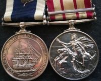 A NAVAL GENERAL SERVICE MEDAL (QEII) "NEAR EAST" 
& LONG SERVICE GOOD CONDUCT MEDAL (QEII) PAIR. 
HMS. PUMA. Leopard Class, Type 41, "ANTI-AIRCRAFT" Frigate. 