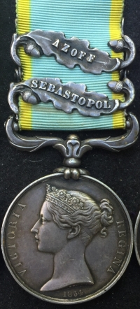 A Highly Unusual & Rare "Naval" Crimea Medal & Turkish Crimea Pair.  Clasps AZOFF & SEBASTOPOL. Unnamed as Issued. 
Only Issued to R.N. & MARINES who entered the AZOFF Sea. 