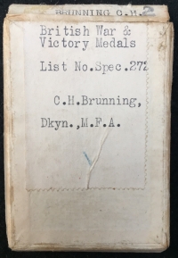 AN INTERESTING "BRUNNING BROTHERS" R.N. & R.F.R. ASSEMBLY of 1914-15 (R.N) Trio with LSGC & 1914-15 (R.F.R) Trio "Torpedoed" in HMS CLACTON by U-73 "Blue Max" Submarine Ace, Gustav Sieb, 3rd August 1916. 