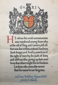 A RARE & UNIQUELY COMPLETE, BATTLE OF JUTLAND  "VICTORIA CROSS ACTION" CASUALTY 1914-15 STAR TRIO, PLAQUE, SCROLL & PAPERS. J.25008. Ord Smn W.T. WEBB. R.N. HMS SHARK. K.I.A. JUTLAND