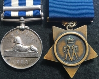 An Attractive & Original EGYPT MEDAL (1882) " THE NILE 1884-85" & KHEDIVE STAR (1884-86) Pair, To: 1847 Pte H. HILLYER. 1st Bn "The Queen