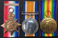 A SPECTACULAR BOER WAR & GREAT WAR V.C. ACTION  
Q.S.A.- K.S.A. 1914 Star & Bar Trio & Plaque. Casualty Group of Six 5081 Pte & 9181 Cpl H. BRIGGS, 1st ESSEX Regt & 2nd LINCs  Regt. KILLED-IN-ACTION 9th May 1915.
