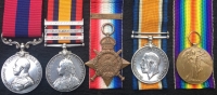 A HIGHLY UNUSUAL "HOOGE" DISTINGUISHED CONDUCT MEDAL "CASUALTY" GROUP OF 5: QSA (Boer War M.I.D) & 1914 Star & Bar Trio. 1st Rl MUNSTER Rgt & 112th By R.F.A. Died of Wounds, 5.10.16
