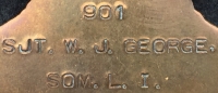 THE UNIQUE \"THREE GEORGE BROTHERS\" FAMILY GROUPING. 1914-15 Star Trio.Pte.C.P.GEORGE.K.R.R.C.(K.I.A. 2.1.16) 1914 Star & Bar Trio.Pte.E.GEORGE. 1/Som.L.I. 1914-15 Star Trio. Pte.W.J.GEORGE.1/4 Som.L.I.