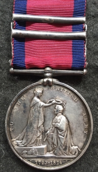 A SCARCE & ATTRACTIVE, FOUR CLASP MILITARY GENERAL SERVICE MEDAL. TOULOUSE, PYRENEES, VITTORIA, ALBUHERA.To: JOHN RANDALL. 34th (CUMBERLAND) Foot Regt.