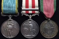 An attractive CRIMEA MEDAL, INDIAN MUTINY MEDAL (LUCKNOW) with TURKISH CRIMEA (British Issue) Trio.
To: 3922. ANDREW JONES. 34th (Cumberland) Foot Regt.
