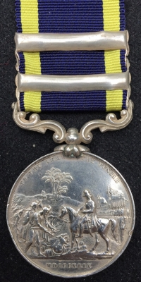 AN EXCELLENT & SCARCE PUNJAB MEDAL 1848-49
(CHILIANWALA)-(GOOJERAT)
To: George Simpson 61st (South Gloucestershire) Foot Regt 
(Deserted for a month in 1834, Court Martial, Imprisoned, Rejoined) 