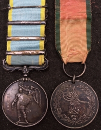 AN EXCEPTIONALLY ORIGINAL THREE CLASP CRIMEA MEDAL & TURKISH MEDAL PAIR. To: 1655.  Private Robert Strachan, 72nd & later 42nd “BLACK WATCH” (Royal Highlanders) Regt Foot.