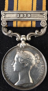 A SCARCE & DESIRABLE SOUTH AFRICA “ZULU” MEDAL 
(1879) To: 2318. Pte. R.HARTSHORN. 2/4th FOOT REGIMENT.
(2nd Bn The Royal Lancaster Regiment) With full medical & discharge papers. 
