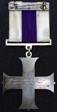 AN OUTSTANDING (Scots) MILITARY CROSS with Battle Citation. Pte-2/Lt A.L.KIRKCALDY 26th (Bankers’ Bn)R.Fus. Middlesex Rgt,1st Liverpool Rgt. SERIOUS G.S.W. (Right Leg Amputated)1918.Royal Bank of Scotland Clerk.
