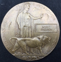 A Highly Emotive 1914-15 Trio & Plaque. A very late Argyle & Sutherland Highlanders Casualty. KILLED IN ACTION on 2nd OCT 1918. Battle St. Quentin Canal. 27. Pte R.THOMSON, 1st & 10th ARGYLES. From Glasgow. Age 34

