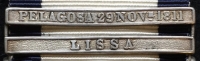 A Rare & Exceptional TWO CLASP Naval General Service Medal (1848) PELAGOSA 29 NOVr 1811 (74) & LISSA (124) 
To: SAMUEL PARRATT, HMS ACTIVE & HMS BRITON.