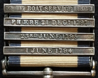 A TRULY OUTSTANDING (FOUR CLASP) N.G.S.  7 JULY BOAT SERVICE 1809, PHOEBE 21 DECr 1797 (Only 5 Issued), 23rd JUNE 1795, 1 JUNE 1794 (The Glorious 1st June). ROBERT ALLEN, BOATSWAIN & MASTER of THE SHEETS.
